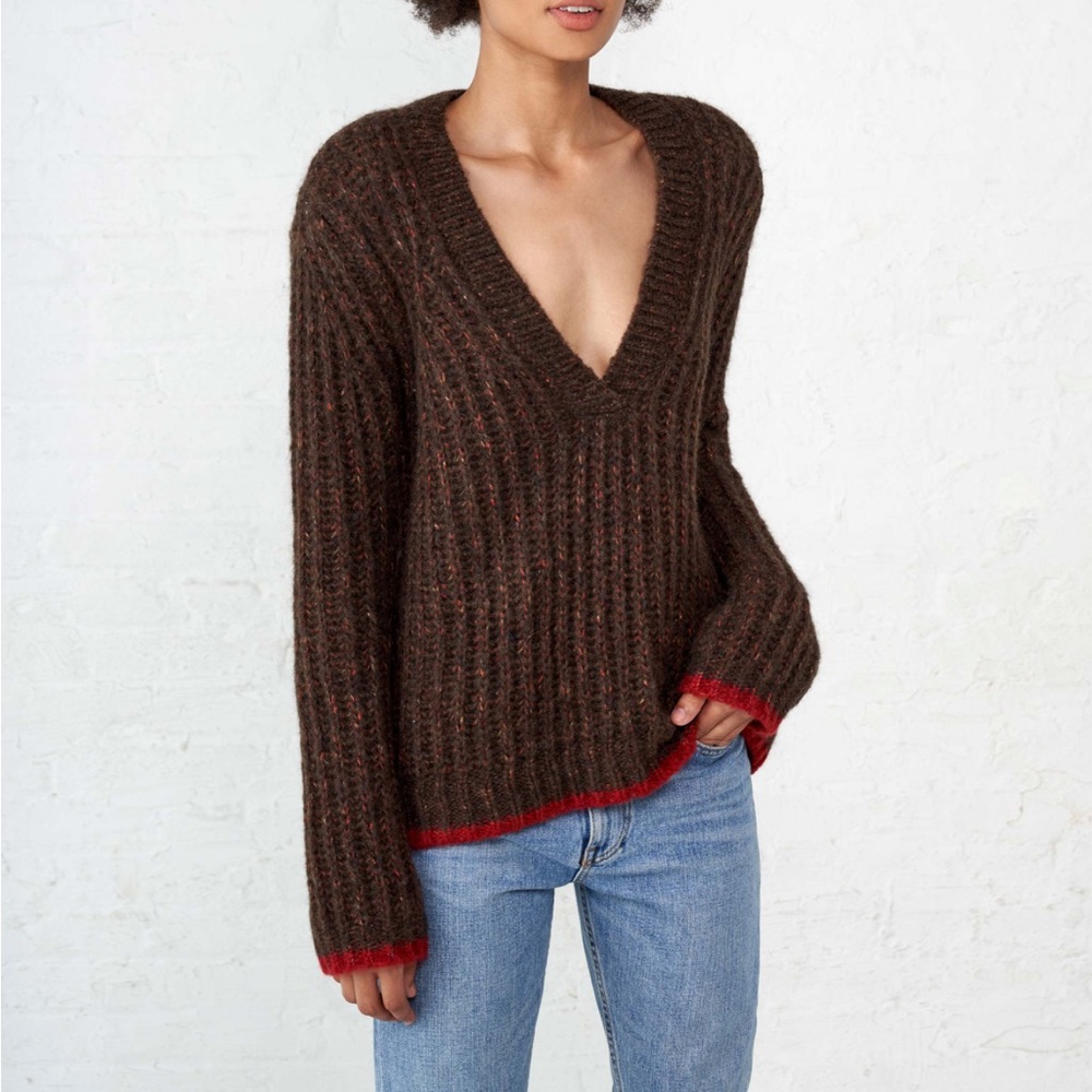 La Ligne Fuzzy Wuzzy V-Neck Sweater